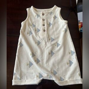 Rylee + Cru Cream and Blue Kids Romper
